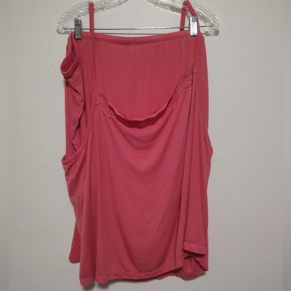 Auden Pink Tank Top & Tie Waist Shorts Lace Accent Sleep Lounge Set Size 3X - Picture 2 of 15